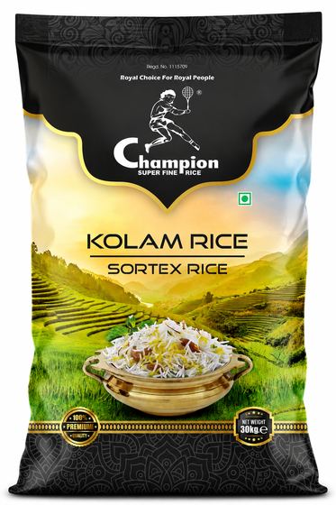 Champion Super Fine Kolam Sortex Rice 30 kg bag