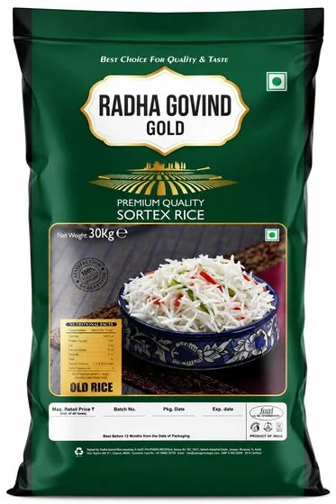 Radha Govind Gold Premium Sortex Rice 30 kg green bag