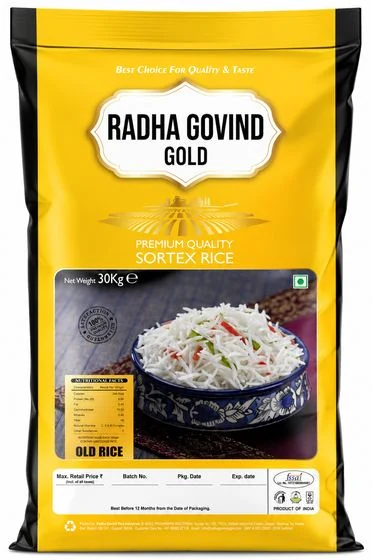Radha Govind Gold Sortex Rice 30 kg yellow bag
