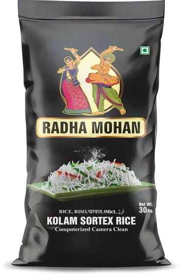 Radha Mohan Kolam Sortex Rice 30 kg black bag